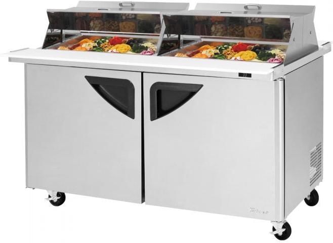 Turbo Air - Super Deluxe 60.25" 2 Door Dual Sided Mega Top Refrigerated Sandwich Prep Table - TST-60SD-24-N-DS (ETA 5-6 Weeks)