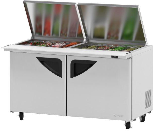 Turbo Air - Super Deluxe 60.25" 2 Swing Door Mega Top Refrigerated Sandwich Prep Table with Flat Lids - TST-60SD-24-N-FL (ETA 5-6 Weeks)