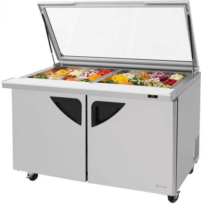 Turbo Air - Super Deluxe 60.25" 2 Swing Door Mega Top Refrigerated Sandwich Prep Table with Glass Lid - TST-60SD-24-N-GL (ETA 5-6 Weeks)