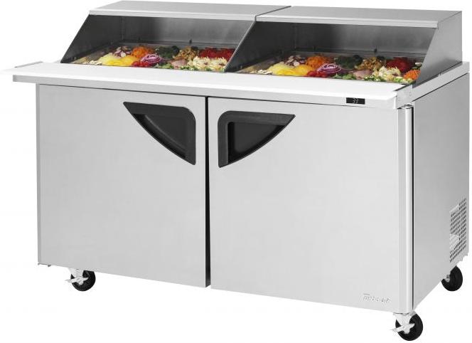 Turbo Air - Super Deluxe 60.25" 2 Swing Door Mega Top Refrigerated Sandwich Prep Table with Slide-Back Lid - TST-60SD-24-N-SL (ETA 5-6 Weeks)