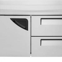 Turbo Air - Super Deluxe 60.25" Silver Two-Section Worktop Refrigerator-Drawer With 1 Door and 2 Drawers with Recessed Handles - TWR-60SD-D2-N (ETA 5-6 Weeks)
