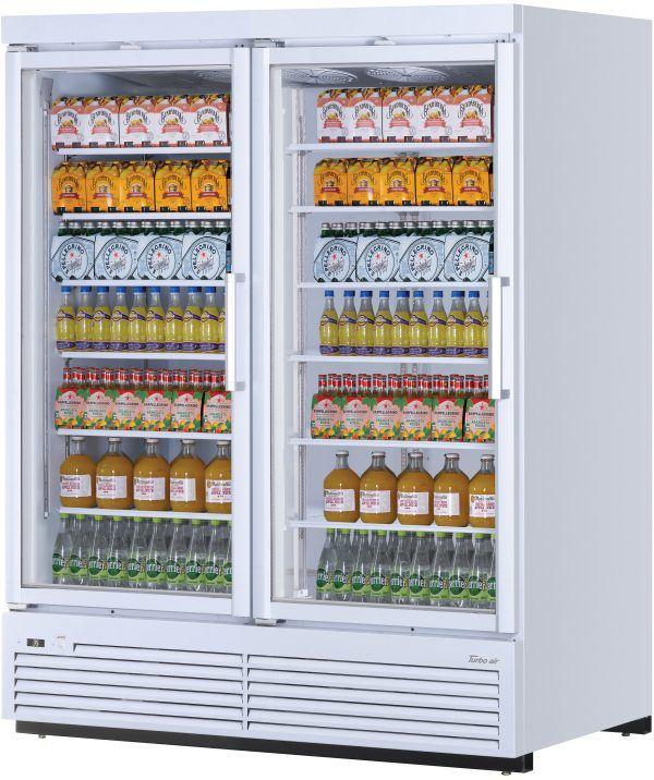 Turbo Air - Super Deluxe 65.2" White Two Swing Door Refrigerated Merchandiser and 12 Adjustable Shelves - TJMR-55SDW-N (ETA 5-6 Weeks)