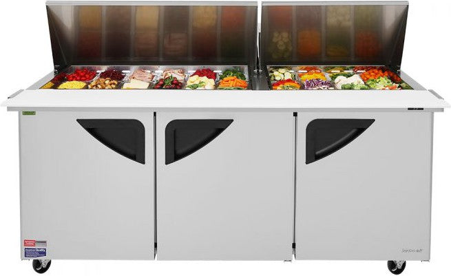 Turbo Air - Super Deluxe 72" Refrigerated Sandwich Prep Table with 3 Solid Doors - TST-72SD-30-N (ETA 5-6 Weeks)
