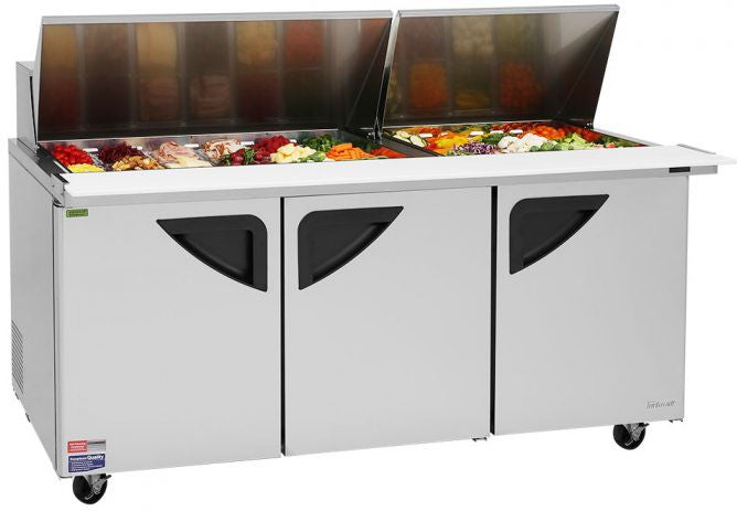 Turbo Air - Super Deluxe 72" Refrigerated Sandwich Prep Table with 3 Solid Doors - TST-72SD-30-N (ETA 5-6 Weeks)
