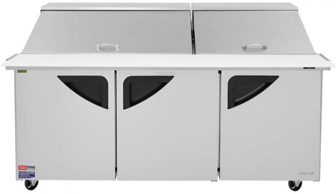Turbo Air - Super Deluxe 72" Refrigerated Sandwich Prep Table with 3 Solid Doors - TST-72SD-30-N (ETA 5-6 Weeks)