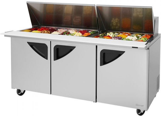 Turbo Air - Super Deluxe 72" Refrigerated Sandwich Prep Table with 3 Solid Doors - TST-72SD-30-N (ETA 5-6 Weeks)