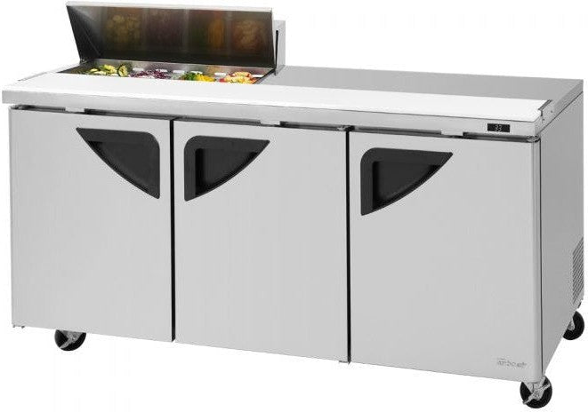 Turbo Air - Super Deluxe 72" Refrigerated Sandwich Prep Table with Left Work Station and 3 Doors - TST-72SD-08S-N (ETA 5-6 Weeks)