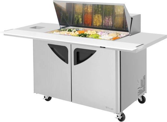 Turbo Air - Super Deluxe 72.4" 2 Door Mega Top Extended Countertop Refrigerated Sandwich Prep Table with Stainless Steel Top with 18-Pan Opening - TST-48SD-18-E-SVC-N (ETA 5-6 Weeks)