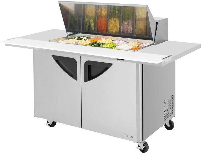 Turbo Air - Super Deluxe 72.4" 2 Door Mega Top Refrigerated Sandwich Prep Table with Stainless Steel Top with 18-Pan Opening - TST-48SD-18-E-N (ETA 5-6 Weeks)