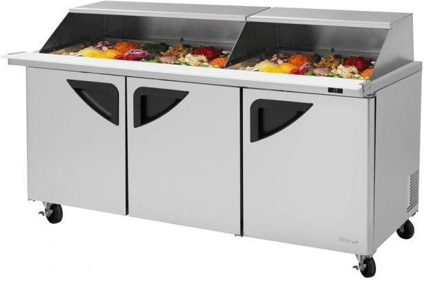 Turbo Air - Super Deluxe 72.4" 3 Doors Refrigerated Sandwich Prep Table with Slide-Back Lid - TST-72SD-30-N-SL (ETA 5-6 Weeks)