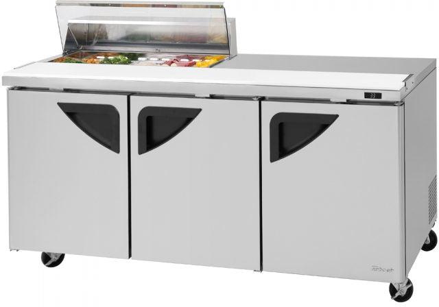 Turbo Air - Super Deluxe 72.4" 3 Swing Door Refrigerated Sandwich Prep Table with Stainless Steel Top and 3 Shelves - TST-72SD-10S-N-CL (ETA 5-6 Weeks)