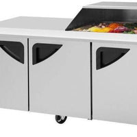 Turbo Air - Super Deluxe 72.4" 3 Swing Door Refrigerated Sandwich Prep Table with Work Station And Slide-Back Lid - TST-72SD-15M-N-SL(-LW) (ETA 5-6 Weeks)