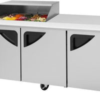 Turbo Air - Super Deluxe 72.4" 3 Swing Door Refrigerated Sandwich Prep Table with Work Station And Slide-Back Lid - TST-72SD-15M-N-SL(-LW) (ETA 5-6 Weeks)