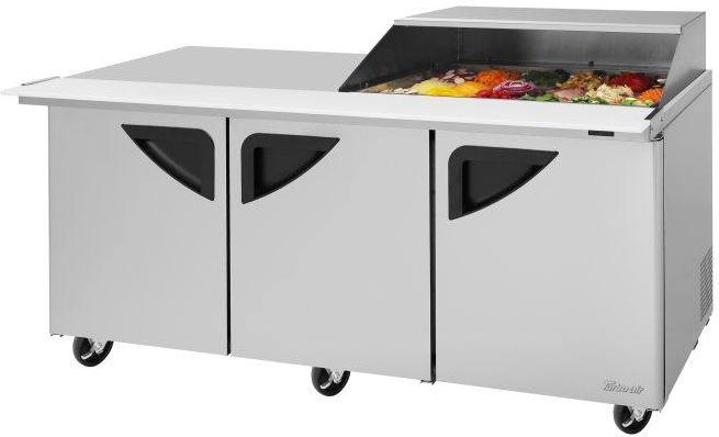 Turbo Air - Super Deluxe 72.4" 3 Swing Door Refrigerated Sandwich Prep Table with Work Station and Slide-Back Lid - TST-72SD-18M-N-SL(-LW) (ETA 5-6 Weeks)