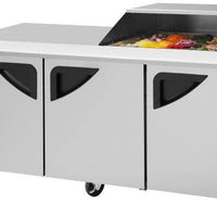 Turbo Air - Super Deluxe 72.4" 3 Swing Door Refrigerated Sandwich Prep Table with Work Station and Slide-Back Lid - TST-72SD-18M-N-SL(-LW) (ETA 5-6 Weeks)