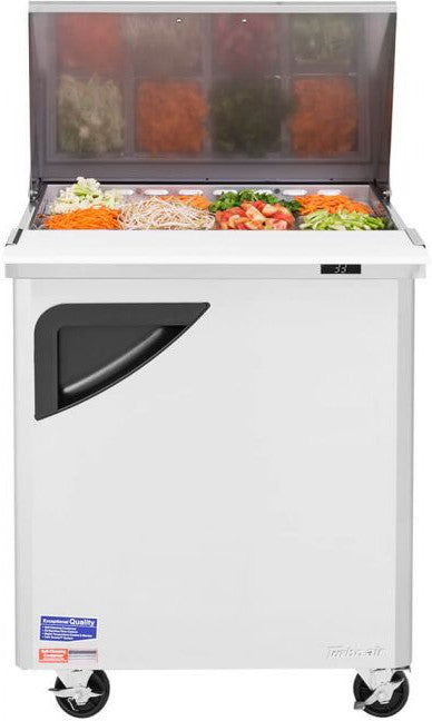 Turbo Air - Super Deluxe 8" Mega Top Refrigerated Sandwich Prep Table with 1 Solid Door - TST-28SD-12-N (ETA 5-6 Weeks)