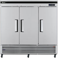 Turbo Air - Super Deluxe 82" Solid Door Reach-In Freezer with LED Lighting and 3 Solid Doors - TSF-72SD-N (ETA 5-6 Weeks)