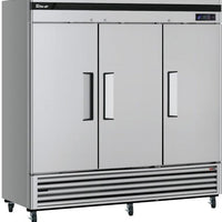 Turbo Air - Super Deluxe 82" Solid Door Reach-In Freezer with LED Lighting and 3 Solid Doors - TSF-72SD-N (ETA 5-6 Weeks)