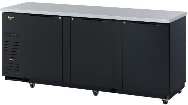 Turbo Air - Super Deluxe 90.25" Black Back Bar Cooler with 3 Solid Doors - TBB-4SBD-N (ETA 5-6 Weeks)