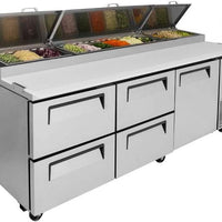 Turbo Air - Super Deluxe 93" 1 Solid Door Pizza Prep Table with 4 Drawers - TPR-93SD-D4-N (ETA 5-6 Weeks)