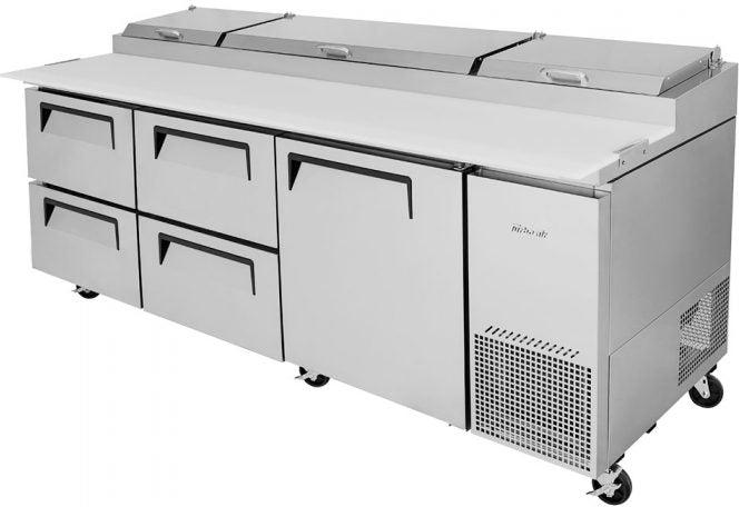 Turbo Air - Super Deluxe 93" 1 Solid Door Pizza Prep Table with 4 Drawers - TPR-93SD-D4-N (ETA 5-6 Weeks)