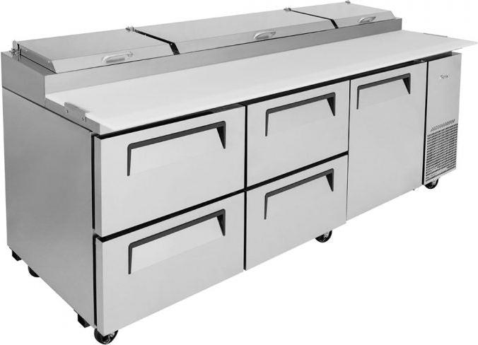 Turbo Air - Super Deluxe 93" 1 Solid Door Pizza Prep Table with 4 Drawers - TPR-93SD-D4-N (ETA 5-6 Weeks)