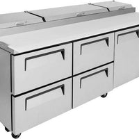 Turbo Air - Super Deluxe 93" 1 Solid Door Pizza Prep Table with 4 Drawers - TPR-93SD-D4-N (ETA 5-6 Weeks)