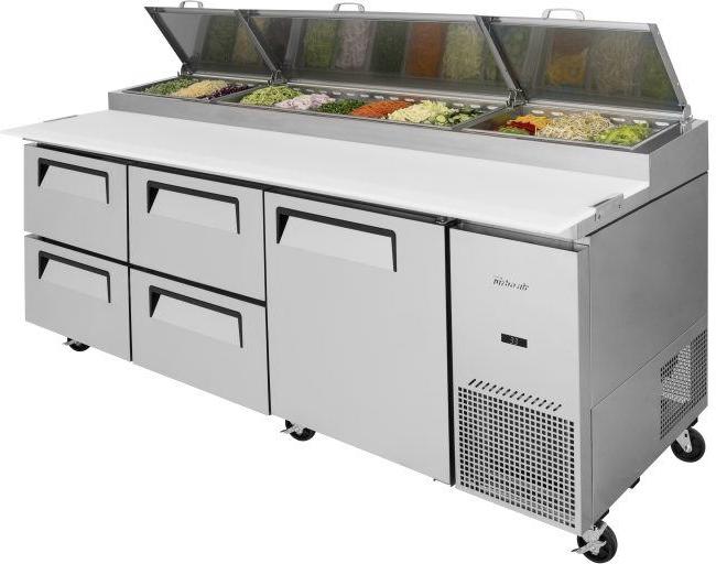 Turbo Air - Super Deluxe 93" 1 Solid Door Pizza Prep Table with 4 Drawers - TPR-93SD-D4-N (ETA 5-6 Weeks)