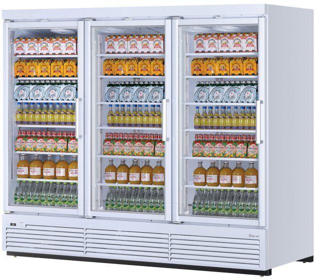 Turbo Air - Super Deluxe 97.5" White Three Swing Door Refrigerated Merchandiser and 18 Adjustable Shelves - TJMR-85SDW-N (ETA 5-6 Weeks)