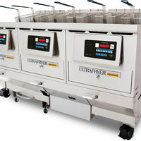 Ultra Fryer - Three Vat Commercial Gas Fryer with UltraClear Filtration - B-P20-18-3-UC