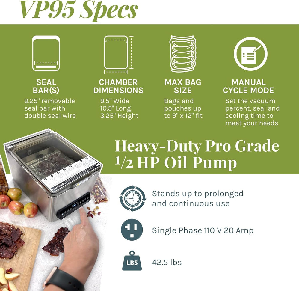 VacMaster - Chamber Vacuum Sealer with Industrial Oil Pump - VP95