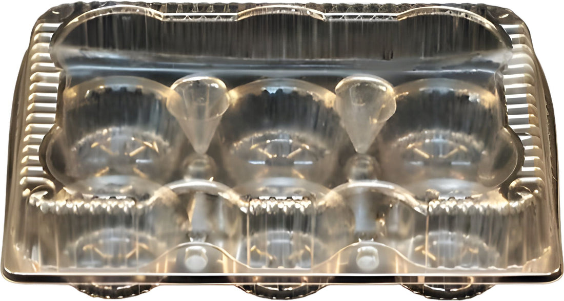 Vespa - 10.6" x 7.2" x 2.8", 6 Plastic Hinged Muffin/Cupcake Container 350/Cs - VEL-054