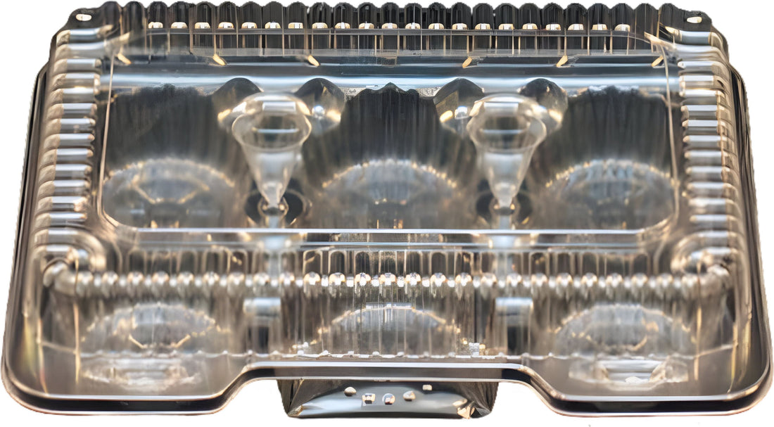 Vespa - 9.33" x 6.83" x 2.38" Plastic 6 Muffin/Cupcake Container, 500/Cs - VEL-053 (Special Order Item)