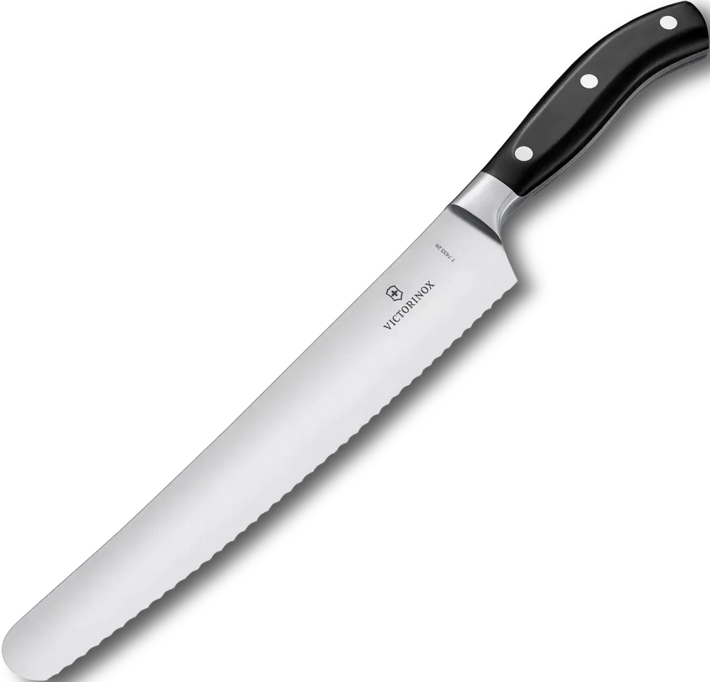 Victorinox - 10.25" Curved Serrated Blade Black Bread & Pastry Knife - 7.7433.26G