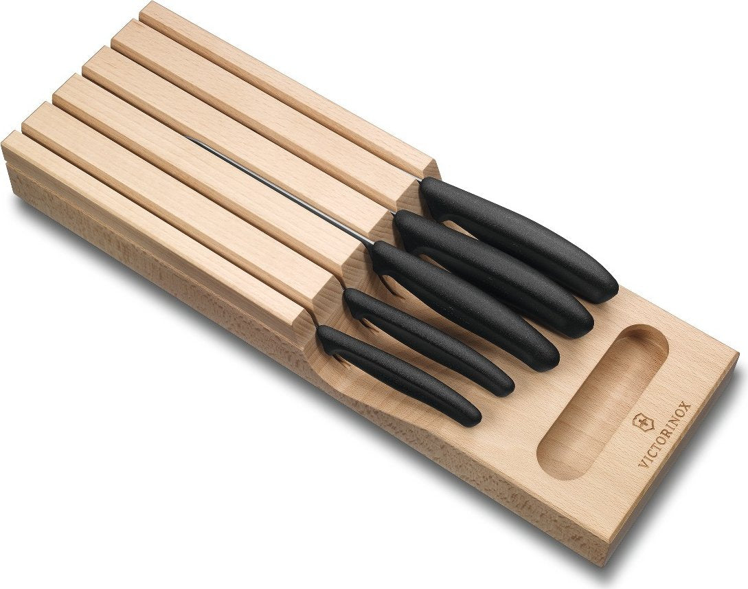 Victorinox - 5 Piece Swiss Classic Knife Set with In-Drawer Knife Holder - 6.7143.5