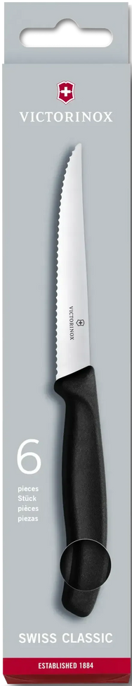 Victorinox - 6 Pieces Black Steak Knife Set - 6.7233.6