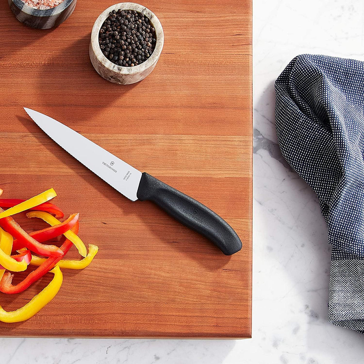 Victorinox - 6" Serrated Blade Black Chef's Knife - 6.8033.15-X1