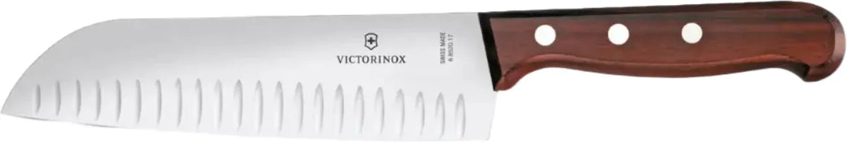 Victorinox - 7" Granton Blade Wood Santoku Knife - 6.8520.17G