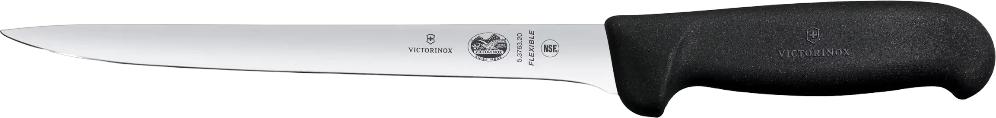 Victorinox - 8" Straight Flexible Blade Black Fibrox Filleting Knife - 5.3763.20BK