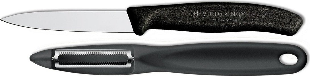Victorinox - Black 2 Piece Swiss Classic Paring Knife & Serrated Peeler Set - 7.6075-X8