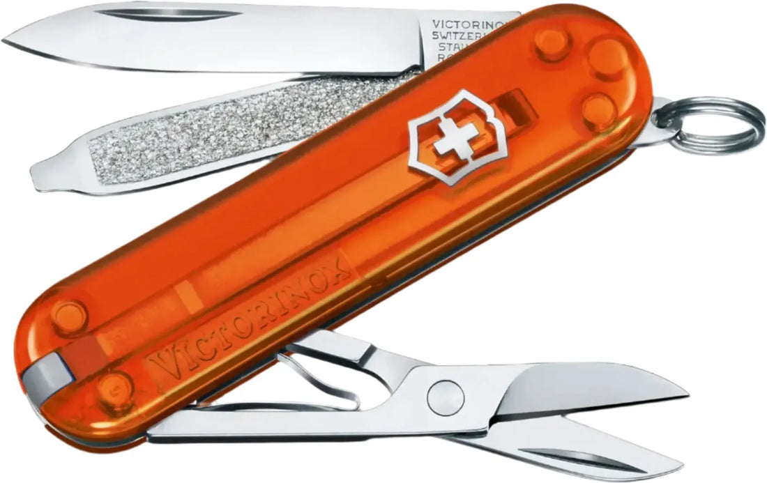 Victorinox - Classic SD Fire Opal Orange Translucent Swiss Army Knife, CC Box Packing - 0.6223.T82G