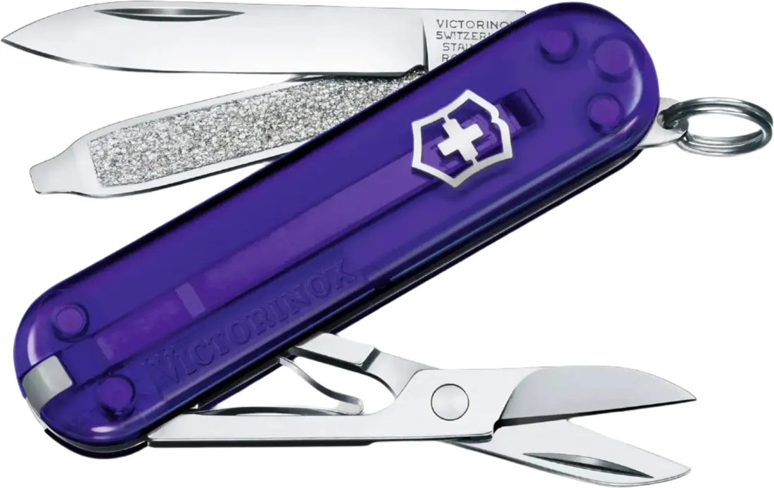 Victorinox - Classic SD Persian Indigo Purple Translucent Swiss Army Knife, CC Box Packing - 0.6223.T29G