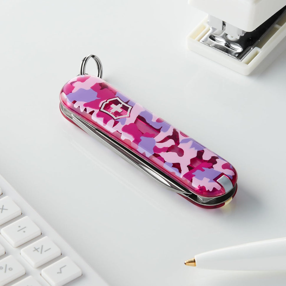 Victorinox - Classic SD Pink Camouflage Pocket Knife, Blister Packing - 0.6223.T5R2-X4
