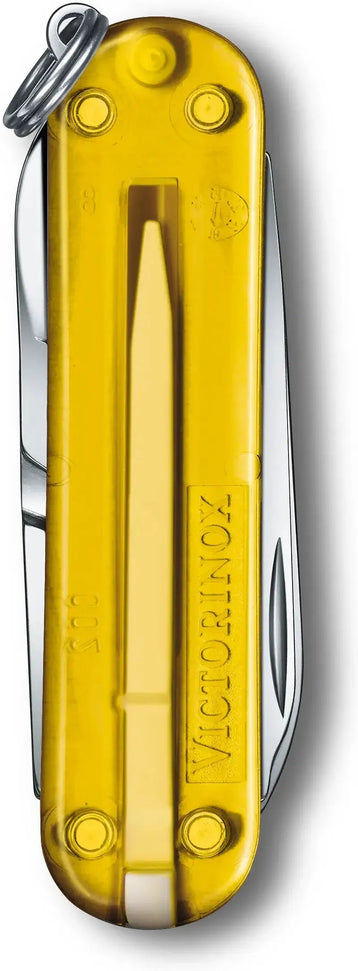 Victorinox - Classic SD Tuscan Sun Yellow Translucent Swiss Army Knife, CC Box Packing - 0.6223.T81G