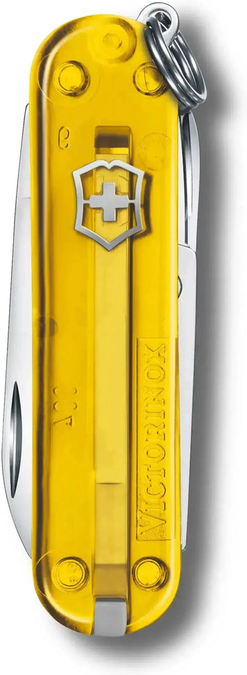Victorinox - Classic SD Tuscan Sun Yellow Translucent Swiss Army Knife, CC Box Packing - 0.6223.T81G