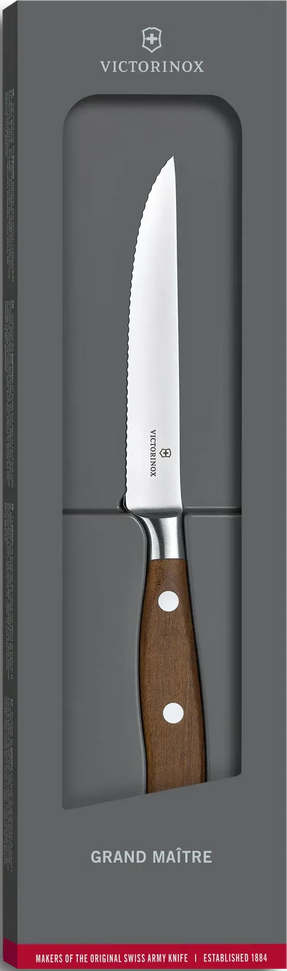 Victorinox - Grand Maître Wood 4.75" Serrated Spear Point Blade Steak Knife - 7.7200.12WG