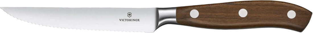 Victorinox - Grand Maître Wood 4.75" Serrated Spear Point Blade Steak Knife - 7.7200.12WG