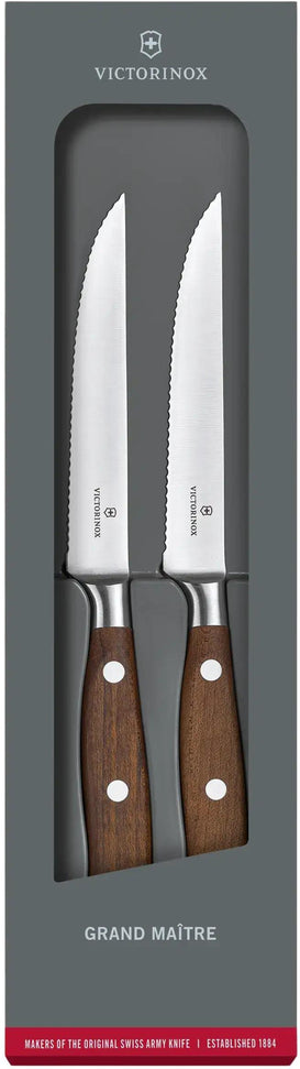 Victorinox - Grand Maître Wood 4.75" Serrated Spear Point Steak Knife 2 Pieces Set - 7.7240.2W
