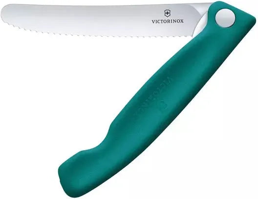 Victorinox - Green 4.25" Swiss Classic Serrated Round Blade Foldable Utility Knife - 6.7834.FC1