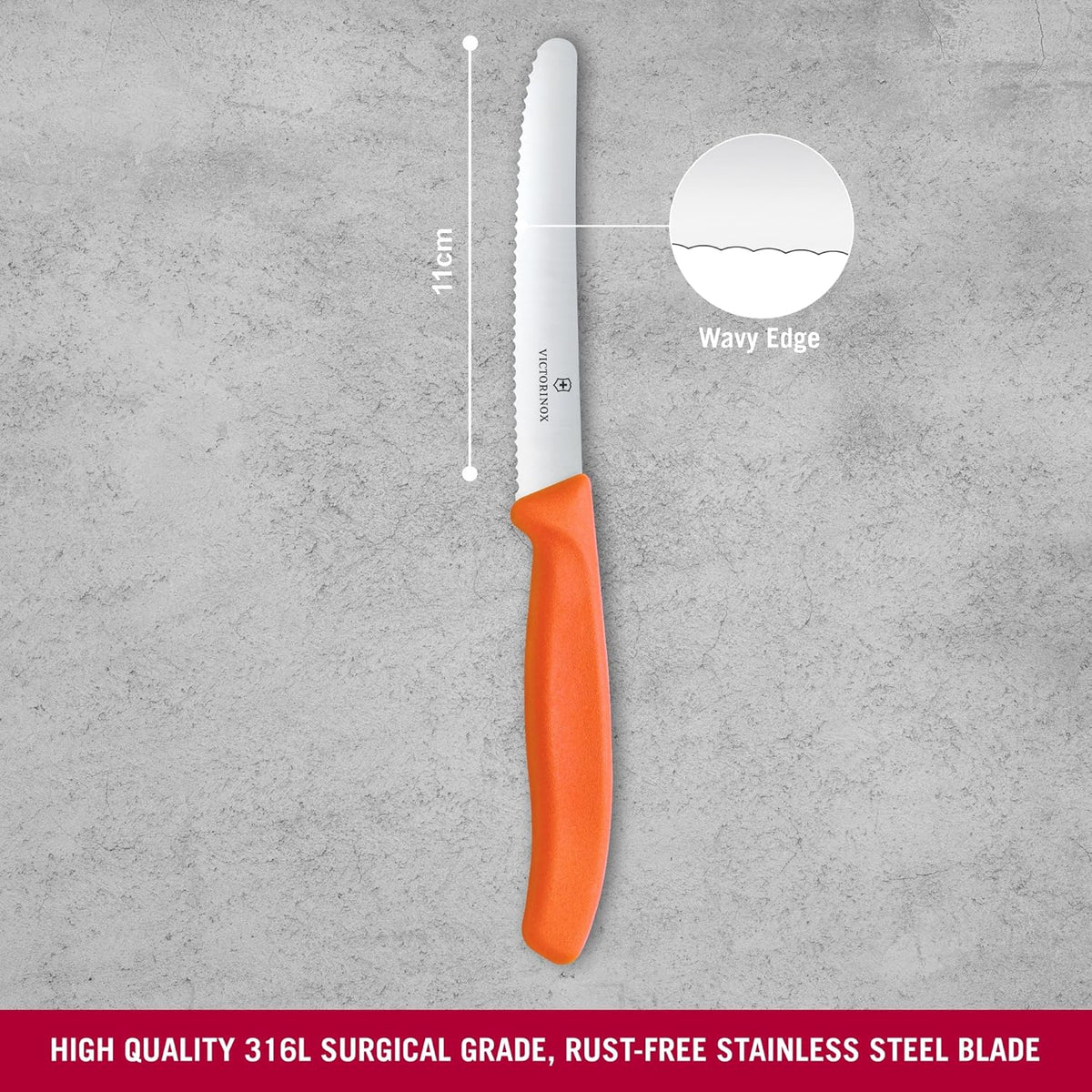 Victorinox - Orange 4.25" Swiss Classic Serrated Round Tip Blade Utility Knife - 6.7839.C1